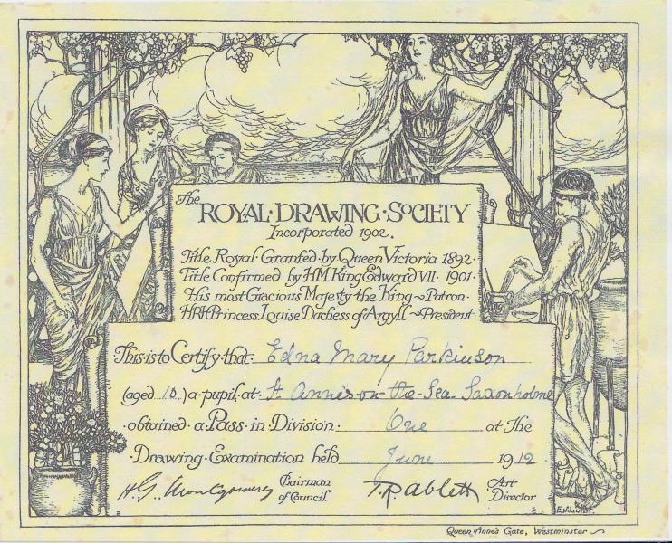 Drawing certificate from Saxonholme School